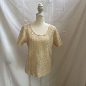 St. John Cashmere By Marie Gray Cable Knit Sweater Short Sleeve Size Medium Luxe